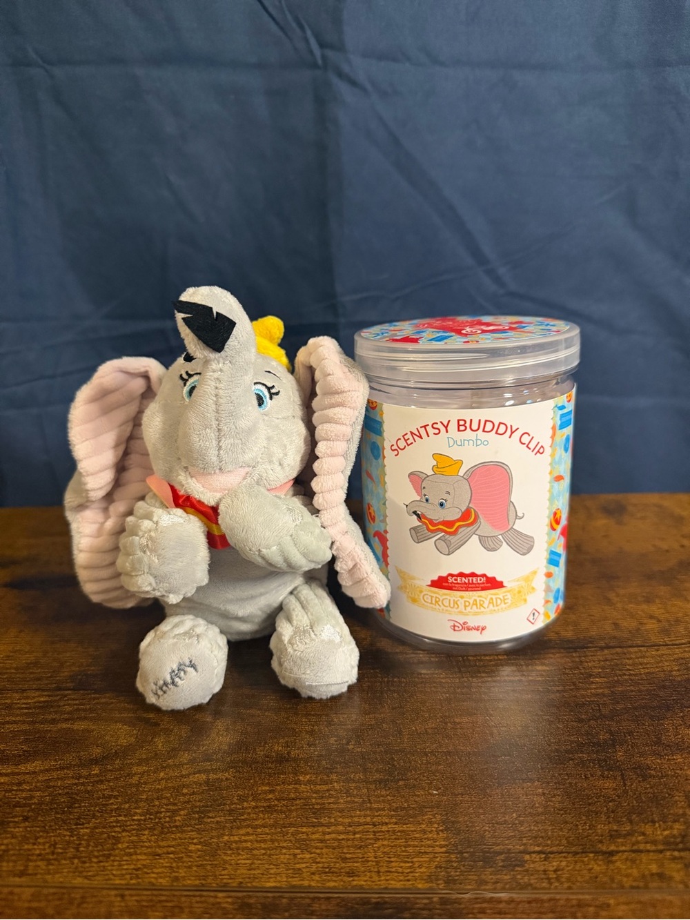 Scentsy Dumbo Plush Buddy Clip - Gray Pink Yellow Red